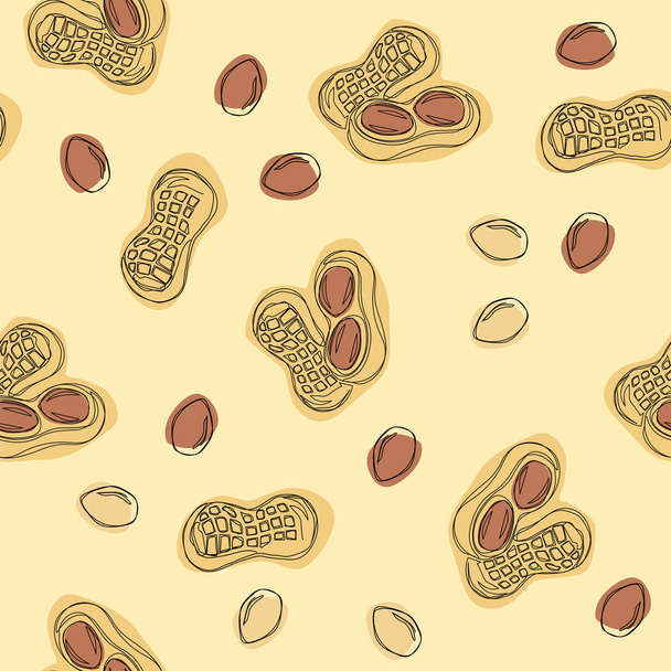 Seamless pattern peanuts on a light background. Vector illustration. - Vector, Image