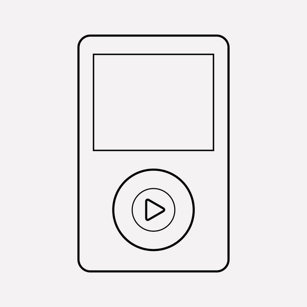 音楽プレーヤー アイコン ライン要素。ウェブ モバイル アプリのロゴ デザインのきれいな背景に分離された音楽プレーヤー アイコン ライン イラスト. - 写真・画像