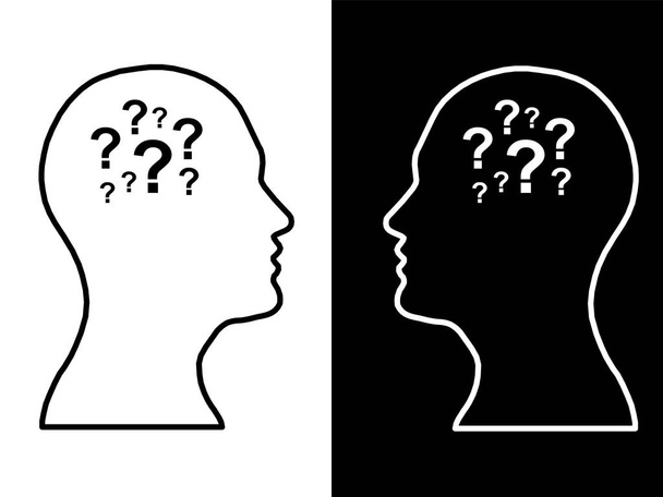 Két ember, absztrakt agy koncepciót kérdéshez, vezetői folyamat emberi gondolkodás  - Fotó, kép