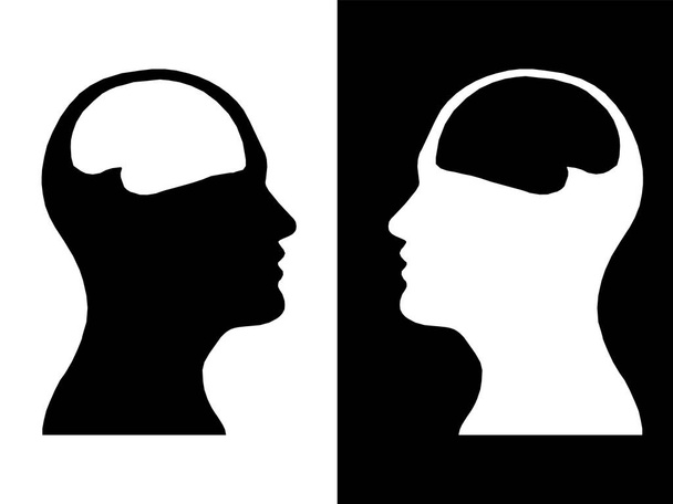 Κεφάλια των δύο ανθρώπων, αφηρημένη εγκέφαλο για την ιδέα, διαδικασία ανθρώπινης σκέψης  - Φωτογραφία, εικόνα