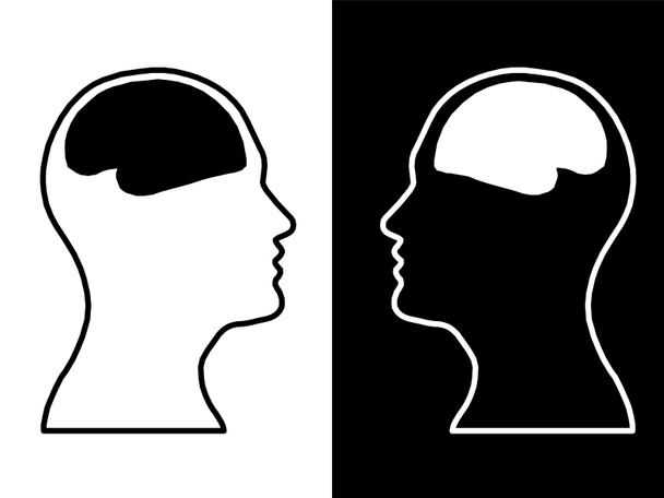 Két ember, absztrakt agy koncepció elképzelést, vezetői folyamat emberi gondolkodás  - Fotó, kép