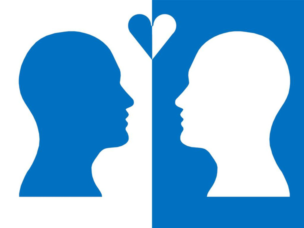 Cabeças de duas pessoas, cérebro abstrato para o amor conceito, processo de pensamento humano
  - Foto, Imagem