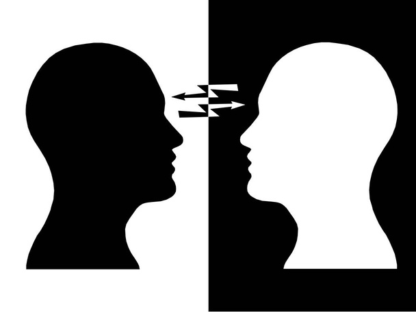 Két ember, absztrakt agy koncepció dühös, vezetői folyamat emberi gondolkodás  - Fotó, kép