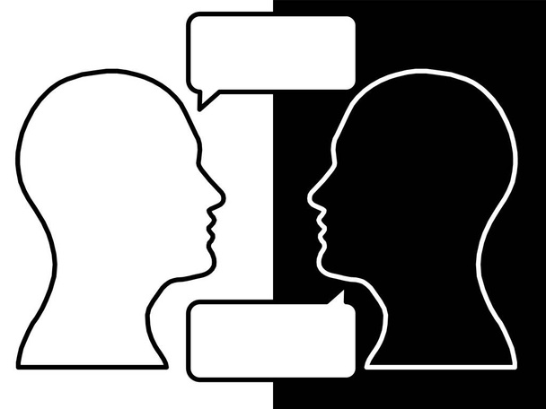 Cabeças de duas pessoas, conceito de brainstorming para pergunta, processo de pensamento humano
  - Foto, Imagem