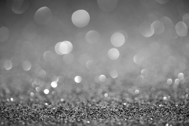 abstrakter Silberglitzer mit glänzendem Bokeh auf Hintergrund - Foto, Bild