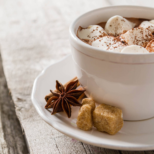 Hot chocolate with marshmallows  - Fotoğraf, Görsel
