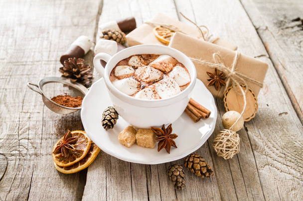 Hot chocolate with marshmallows  - Фото, зображення
