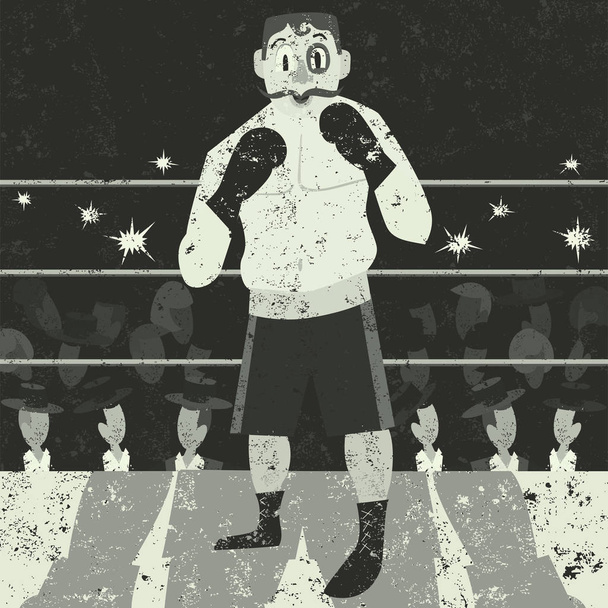 Boxer em pé na sombra de um grande adversário
 - Vetor, Imagem