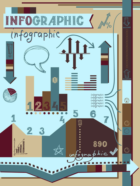 Набор инфографических элементов ретро
 - Вектор,изображение