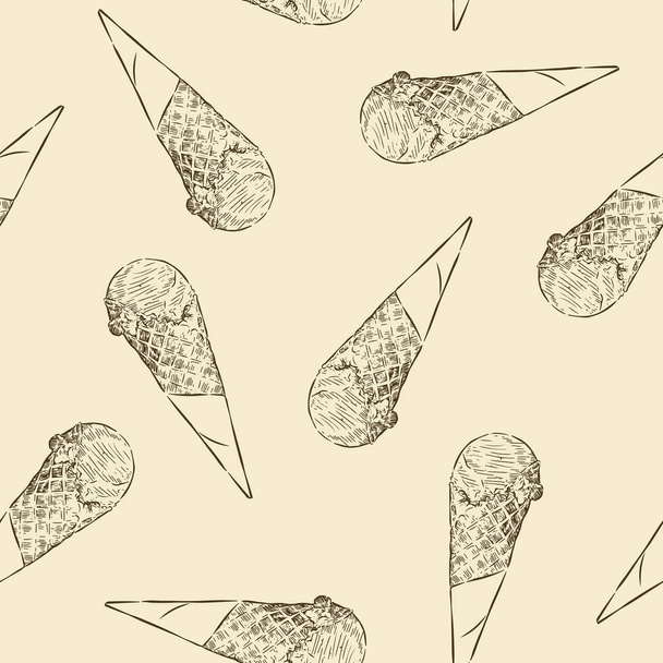 Ice-cream social, hand draw sketch ice-cream vector. - Vector, Imagen