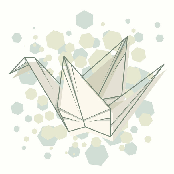 Abstraktní jednoduché ilustrace vektorové kreslení obrysu jeřáb origami. - Vektor, obrázek