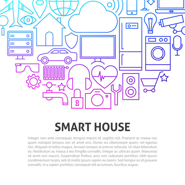 Koncepcja linii Smart House - Wektor, obraz