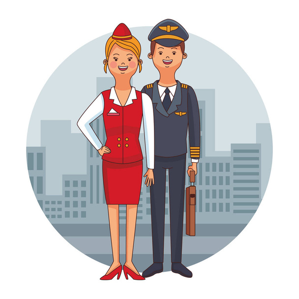 Flight crew cartoon - Vector, Image