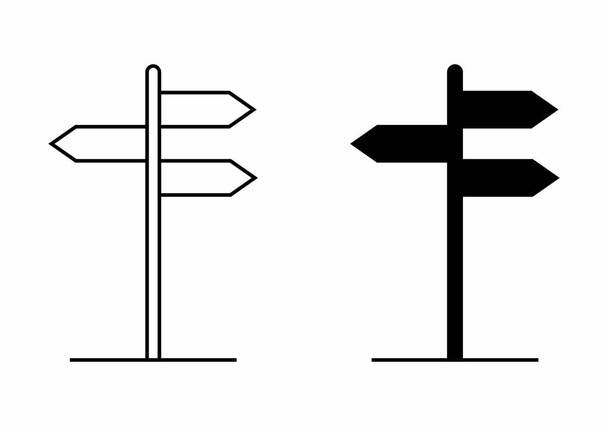 Ilustración en blanco y negro de placas de dirección aisladas
 - Vector, Imagen