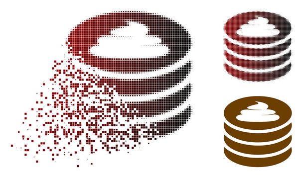Shredded Pixel Halftone Shit Coin Stack Icon - Vector, afbeelding
