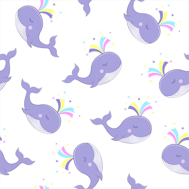 Seamless background with a whale image. Children's print. Seamless pattern. Vector.Vector illustration. - Vektör, Görsel