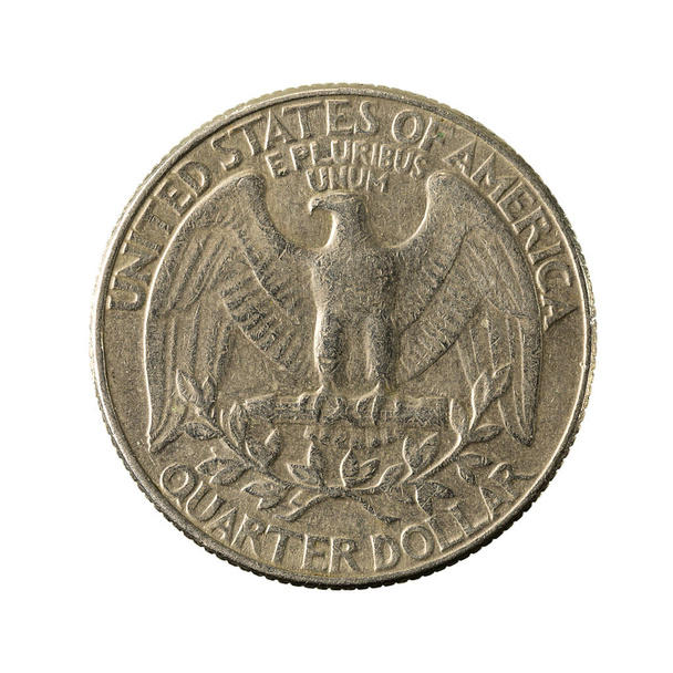 1 kwartaal van de Verenigde Staten munt (1989) voorzijde geïsoleerd op witte achtergrond - Foto, afbeelding