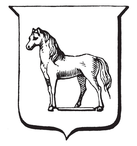 This illustration represents Spancelling of a Horse when the bearing is properly depicted a fore and a hind leg should have each a fetter lock, vintage line drawing or engraving illustration. - Vector, Image
