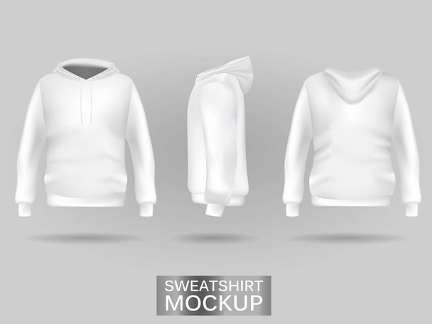 White sweatshirt hoodie template in three dimensions - Vettoriali, immagini