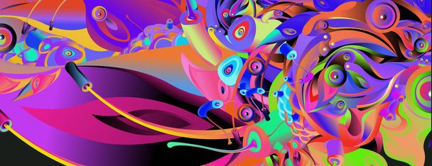 Plantilla de diseño de banner con forma colorida curvada abstracta. Ilustración colorida del vector para el fondo
  - Vector, Imagen