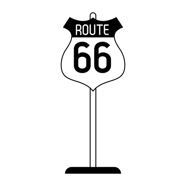 Route 66 roadsign symbol in black and white - Vector, Image