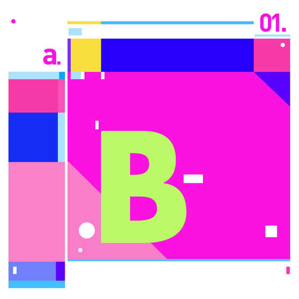 Vektor písmeno B Memphis stylu geometrické barva obrysové písmo. Grafické dekorativní typu. Šablona pro návrh plakátu. - Vektor, obrázek