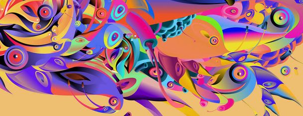 Plantilla de diseño de banner con forma colorida curvada abstracta. Ilustración colorida del vector para el fondo
  - Vector, Imagen