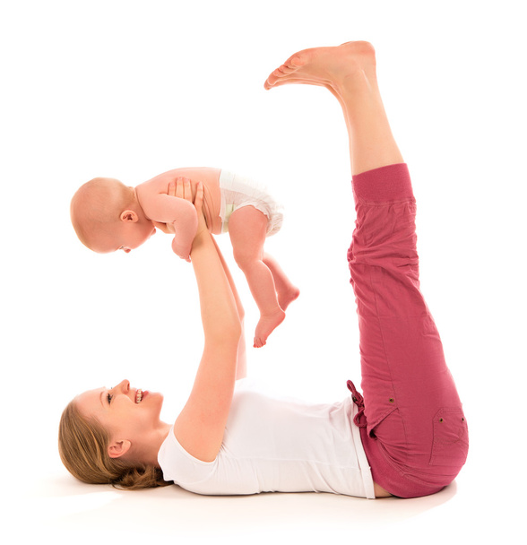 Mutter-Kind-Turnen, Yoga-Übungen - Foto, Bild
