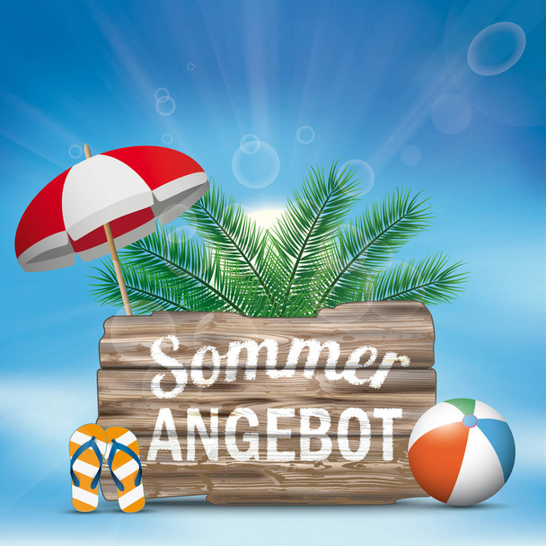 Немецкий текст Sommerangebot, translate Summer Offer
 - Вектор,изображение