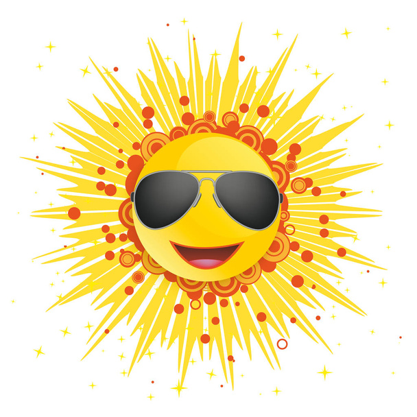 Abstract sun with sunglasses on white background - Vetor, Imagem
