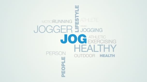 trotar saludable jogger estilo de vida fitness deporte ejercicio corredor mujeres personas entrenamiento animado palabra nube fondo en uhd 4k 3840 2160
. - Metraje, vídeo