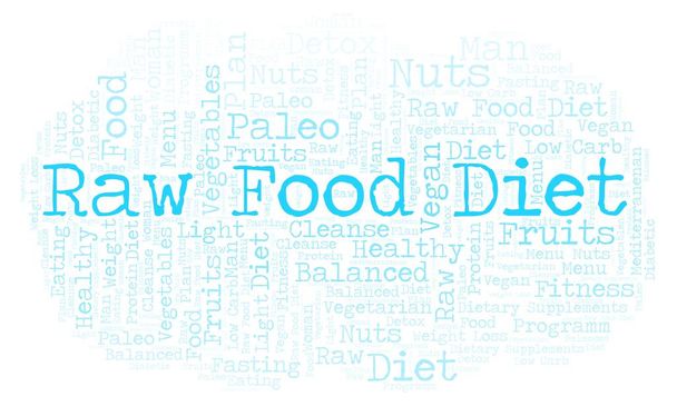 Raw Food Diet word cloud - illustration made with text only. - Valokuva, kuva