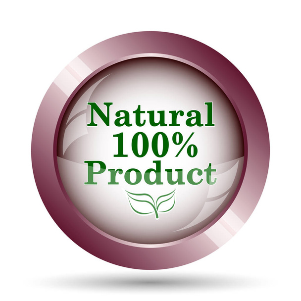 Ícone de produto 100% natural. Botão de Internet no fundo branco
 - Foto, Imagem