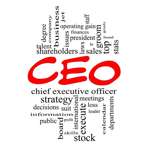 Conceito de nuvem do Word CEO em tampas vermelhas
 - Foto, Imagem