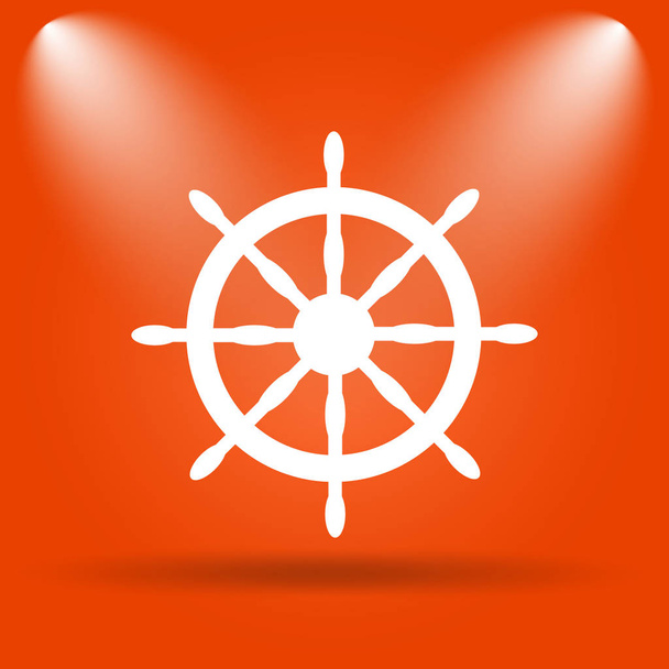 Deniz tekerlek simgesi. Internet düğmesini turuncu zemin üzerine - Fotoğraf, Görsel