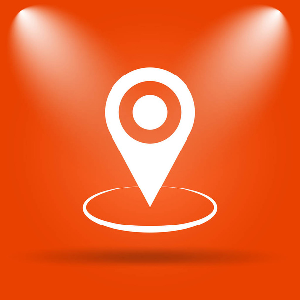 Icono de ubicación del pin. Botón de Internet sobre fondo naranja
 - Foto, Imagen