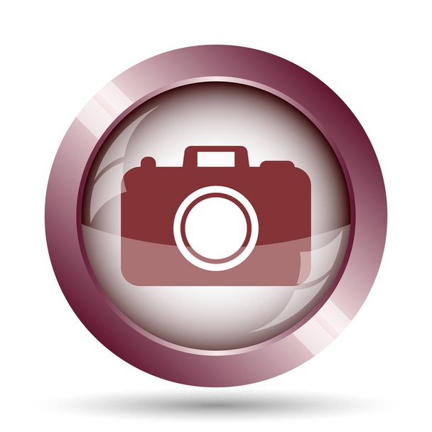 写真カメラのアイコン。白い背景の上のインター ネット ボタン - 写真・画像