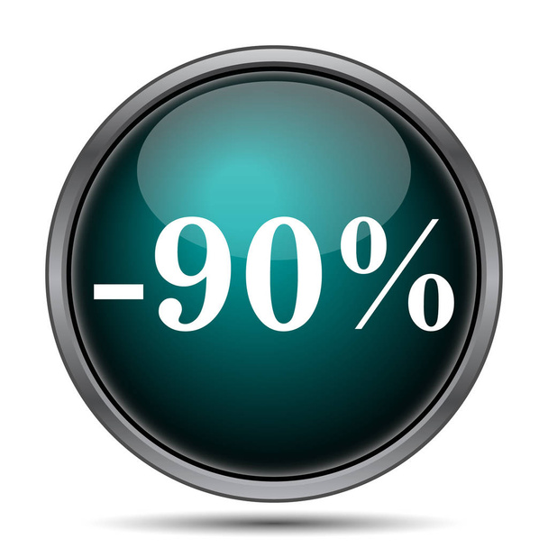 90 pour cent icône de réduction. Bouton Internet sur fond blanc
 - Photo, image