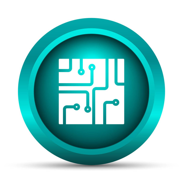 Circuit board icon. Internet button on white background - Φωτογραφία, εικόνα