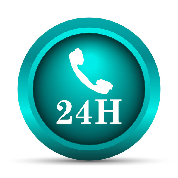 24h telefon ikonra. Internet gomb fehér háttér - Fotó, kép