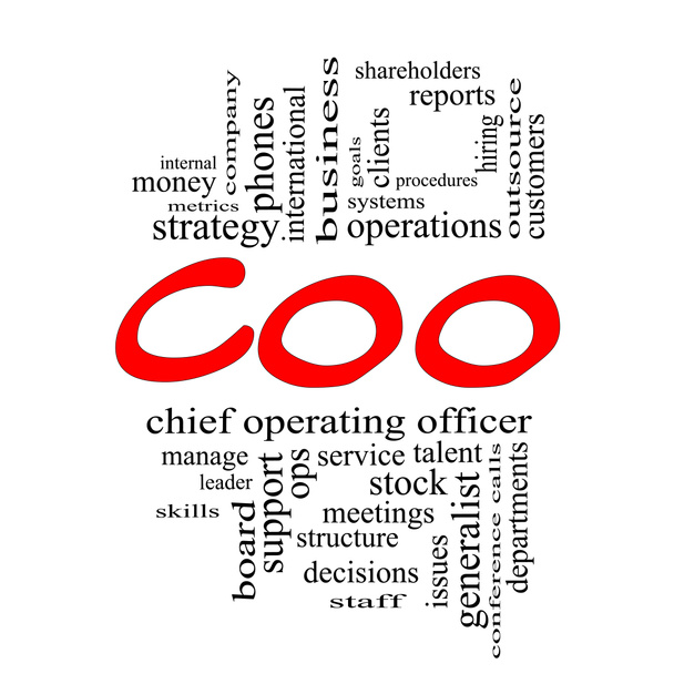COO Word Cloud Concept in red caps - Photo, Image