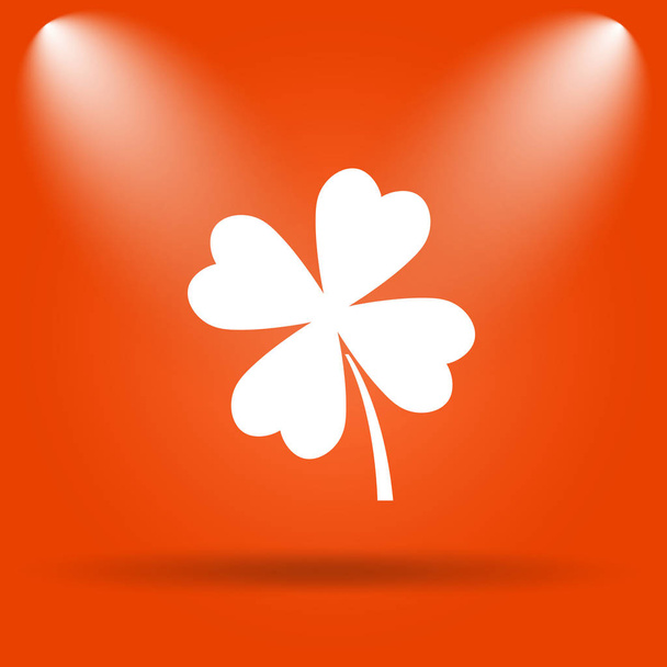 Clover icon. Internet button on orange background - Photo, Image