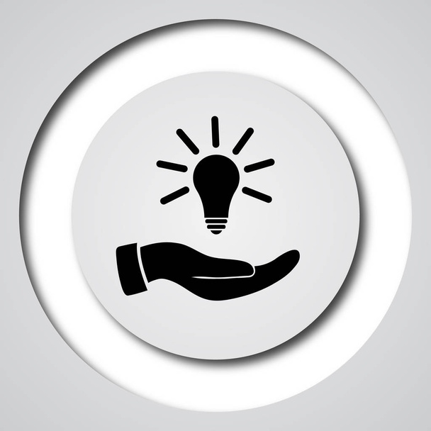 Hand holding lightbulb.Idea icon. Internet button on white background - Photo, Image