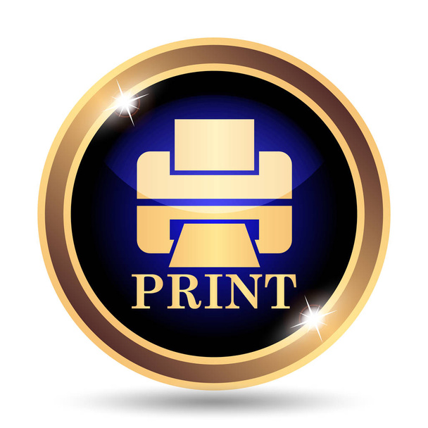 Printer with word PRINT icon. Internet button on white background - Photo, Image