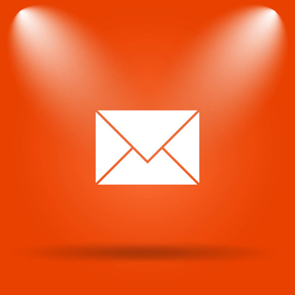 E-posta simgesi. Internet düğmesini turuncu zemin üzerine - Fotoğraf, Görsel