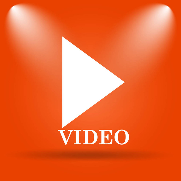 Icono de reproducción de vídeo. Botón de Internet sobre fondo naranja
 - Foto, Imagen