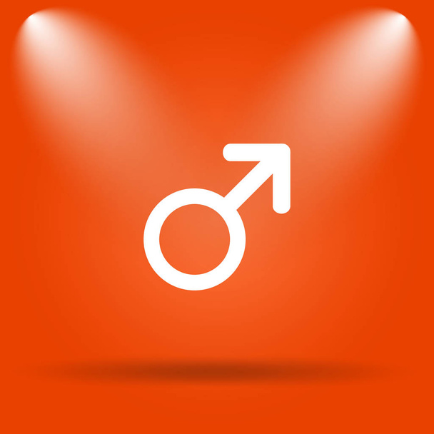 Icono de signo masculino. Botón de Internet sobre fondo naranja
 - Foto, Imagen