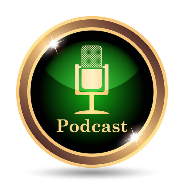 Podcast simgesi. Beyaz arka plan üzerinde Internet düğmesi - Fotoğraf, Görsel