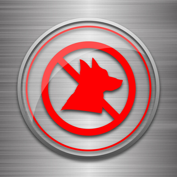 Forbidden dogs icon. Internet button on metallic background - Photo, Image