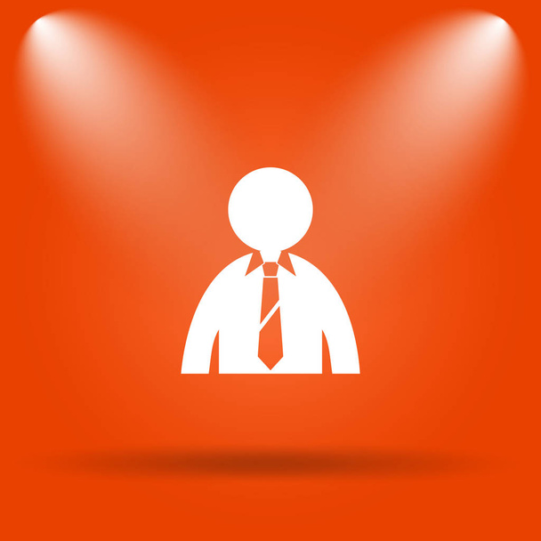 ビジネス人」アイコン。オレンジ色の背景上のインター ネット ボタン - 写真・画像